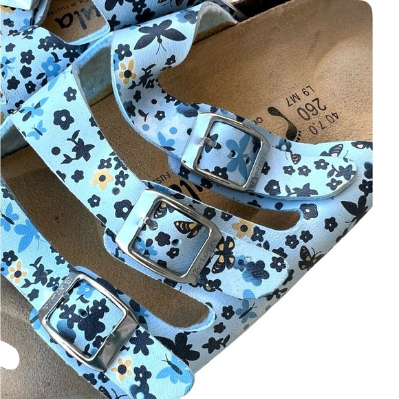Papillon By Birkenstock Blue Butterfly Print Sandal Women Size 9 - Picture 5 of 6